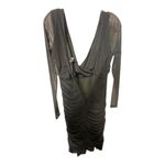 White House | Black Market  Women's 12 Ruched Sheer Sleeve Bodycon Dress Black NWT Photo 4