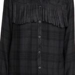 Rails  Dolly‎ Plaid Fringe Trim Button-Up Shirt in Onyx - L Photo 0
