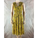 London Times Golden Floral Smocked Waist Midi Dress Size 2 Photo 3