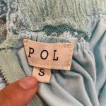 POL  Blue Sequin Lace Boho Tank Top Size Small Flowy Embroidered Festival Style Photo 2