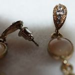 Unique Vintage Rare  Pink/Clear Rhinestones Pink Stone Silver Tone Earrings Photo 2