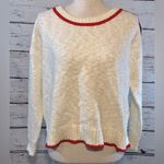 American Eagle  OUTFITTERS Sweater Crewneck Cropped White w Red/Blue Trim-XS Photo 0