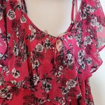 Torrid  Pink Floral Blouse with Ruffle Neckline and Shoulder Cut Outs Size 2X Photo 5