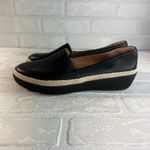 FitFlop  Casa Loafers Womens 8 Black Leather Slip-On Wedge Platform Espadrilles Photo 4