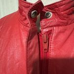 Vintage Women Genuine Red Leather Bomber Zip Front Jacket Made in Korea Sz M Size M Photo 7