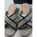 J.Crew Womens Glitter Criss Cross Slip On Block Heel Sandals Slides Size 8 Photo 5