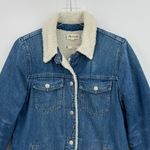 Madewell  The oversized Jean jacket women's small sherpa blue denim Pinehill wash Photo 3