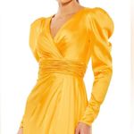 Mac Duggal  12404 BRAND NEW Faux Wrap Long Sleeve A Line Gown Size 4 Photo 1