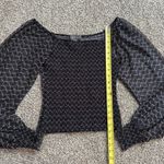 Anthropologie  black pattern smocked off-the shoulder long sleeve top size S Photo 8