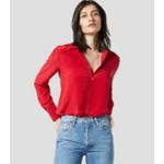 Equipment Femme Top Womens Medium‎ Red Bloodshot Essential Shine Shirt Silk Photo 2