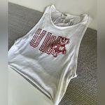 PINK - Victoria's Secret PINK UW Madison Badgers Cropped Backless Foil Print Graphic Tank Top Sz Large Photo 0