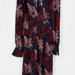ALC Frank NEW A.L.C. Bailey Pleated Floral Print Silk Midi Dress in Navy Red Women's 10 Photo 0