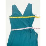 1. State  Women's Twill Sleeveless V-Neck Wrap Front Jumpsuit Emerald Green Size 0 Photo 7