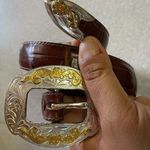 Justin Boots Justin Brown Leather Croc Coastal Cowgirl Granola Floral Rodeo Western Belt Photo 0