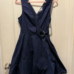 Charlotte Russe NWT Navy Blue Mini Dress. Attached belt size med. flare bottom Photo 0