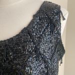 VINTAGE Sequin Tank Womens Sz Large 100% Wool Black Cocktail Photo 3