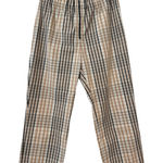 Ganni  US 6 Tan Plaid High-Waist Cotton Trousers Elastic Waistband Exposed Zipper Photo 0