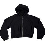 Forever 21  Black Hooded Zip Up Windbreaker Jacket Size Women's Large Photo 0