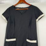 Talbots NEW  black with white fringe trim sheath dress short sleeve 10 petite Photo 3