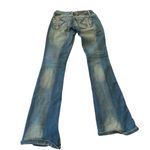 Zana Di  Distressed whiskered Blue Flare Jeans Size 0 embellished back pockets Photo 1