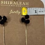 Shiraleah  CHICAGO Fiore Small Black Earrings Dainty Dangle Floral NWT Photo 3