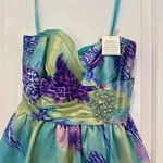 Mori Lee NWT  Sticks & Stones Teal/Purple Leopard Homecoming Prom Mini Dress 9/10 Photo 1
