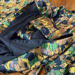 Vintage Floral Belted Blazer Black Gold Green Purple Lapel Flap Crop Blazer EUC Size L Photo 8