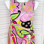 Nina Leonard  Paisley Retro Twill Sleeveless Tunic Top Pink Multi‎ 12 Photo 0