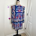 Umgee  Aztec Babydoll Style Southwestern Print Design Blue & White Dress Size L Photo 13