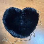 Black Fuzzy Heart Shaped Purse Photo 2