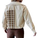 SheIn Plaid Panel Flap Pocket Cropped Jacket in Brown, Size M​​ Photo 1