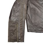 ALDO Leather Nylon Moto Jacket Coat Men Size Large Wool Blend Herringbone Lining Photo 5