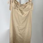 Free People  Champagne Satin Midi Dress | Tie Strap Slip Dress Photo 0