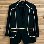 Misook  Size Medium Yellow & White Piping Front Closure Blazer Photo 0