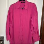 ZARA Women’s Button-Down Shirt Tunic XS Pink Long Sleeve Tencel Barbiecore Photo 4