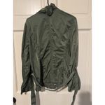 White House | Black Market  Green Zip Rain Coat Utility Ruffles Large Photo 2
