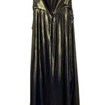 Ever New Goddess Charli High Low Navy And Gold Metallic Formal Gown Sz US 0 Photo 4