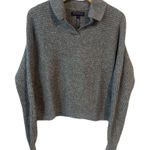 Joseph A  Sweater Womens Medium Heather Gray Collared V Neck Pullover Long Sleeve Photo 0