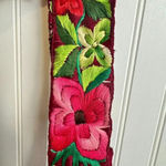 None Vintage Floral Embroidered Red Belt Velcro Closure Photo 4