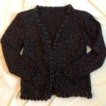 Vintage black and rainbow sparkle knit and crochet black cardigan size L Size L Photo 0