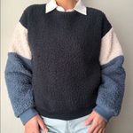 American Eagle  blue and white teddy sherpa sweater Photo 1