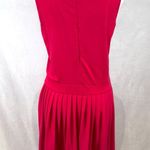 Cynthia Rowley  dark pink dress with leather detail and pleated skirt size medium Photo 4