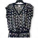 Parker  100% Silk Black and White Vintage Silk Dress with Drawstring Sz XS Photo 2