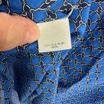 Ann Taylor Silk Top Womens Small Blue Chain Print Parisian Office Quiet Luxury Photo 4