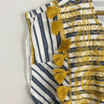 Uncle Frank Blue and White Striped Yellow Embroidery Boho Tassel Dress Photo 6