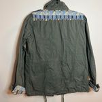Embroidered Army Green Military Style Boho Utility Jacket Size L Photo 1