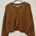 ZARA Pocket Knit Cardigan Size Small Brown Tan Chunky crop oversized Photo 3