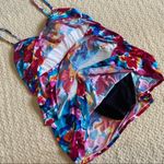 Aqua Green size 12 rufle floral print swinsuit Photo 1