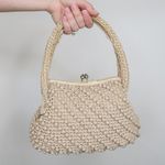 Jordan Vintage 70s Marsh Crochet Raffia Kisslock Satchel Handbag Photo 3