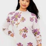 LOFT Floral Print Sweater Purple Lilac Crew Neck Pullover M Size M Photo 0
